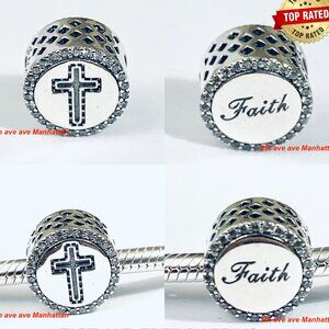 Brand New Pandora FAITH Charm 925 Ale Silver Sterling / Pandora Silver Bracelet